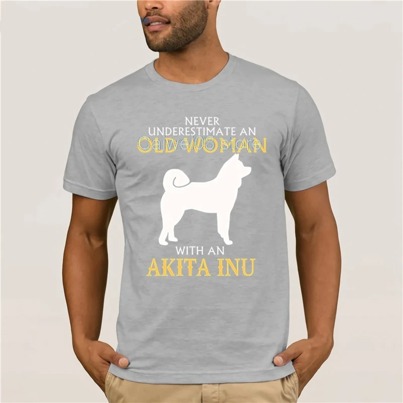 Качественная модная мужская футболка с коротким рукавом Akita Inu Dog, рубашки для пожилых женщин с Akita Inu, модная футболка из хлопка - Цвет: light grey