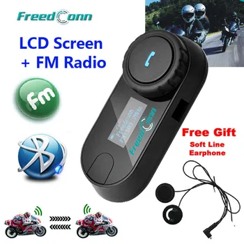 

FreedConn New Version TCOM-SC Bluetooth Motorcycle Interphone Headset Helmet Intercom LCD Screen with FM Radio + Soft Earpiece
