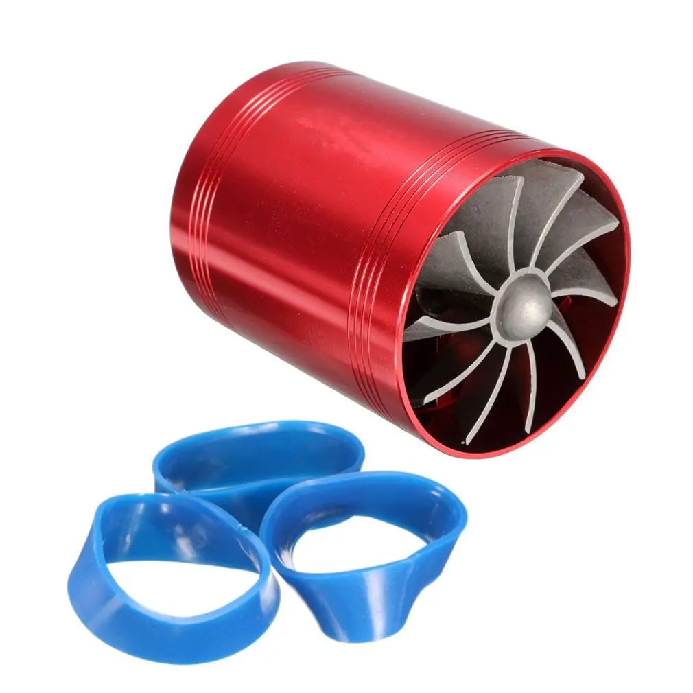 

Universal Car Supercharger Air Intake Turbonator Dual Fan Turbine Gas Fuel Saver Turbo