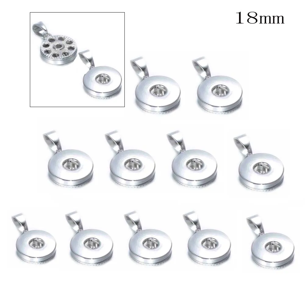 12pcs/lot Basical DIY Snap Button 12mm/18mm Interchangeable Snaps Button Base Charm For Snap Bracelets Necklaces Jewelry Making 