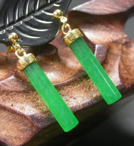 

Selling Jewelry>>>Gold Plate CHINESE Icy Green JADEITE Earring Earrings Dangle Pillar
