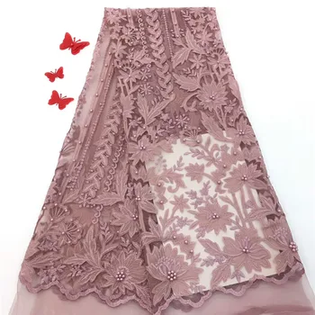 

Nigerian Tulle Lace Fabric Teal Green Swiss Beads 3D African French Lace Fabric High Quality 2019 For Wedding Dress rf13-32