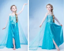 New girl font b dress b font Elsa font b Dress b font Custom Cosplay Summer