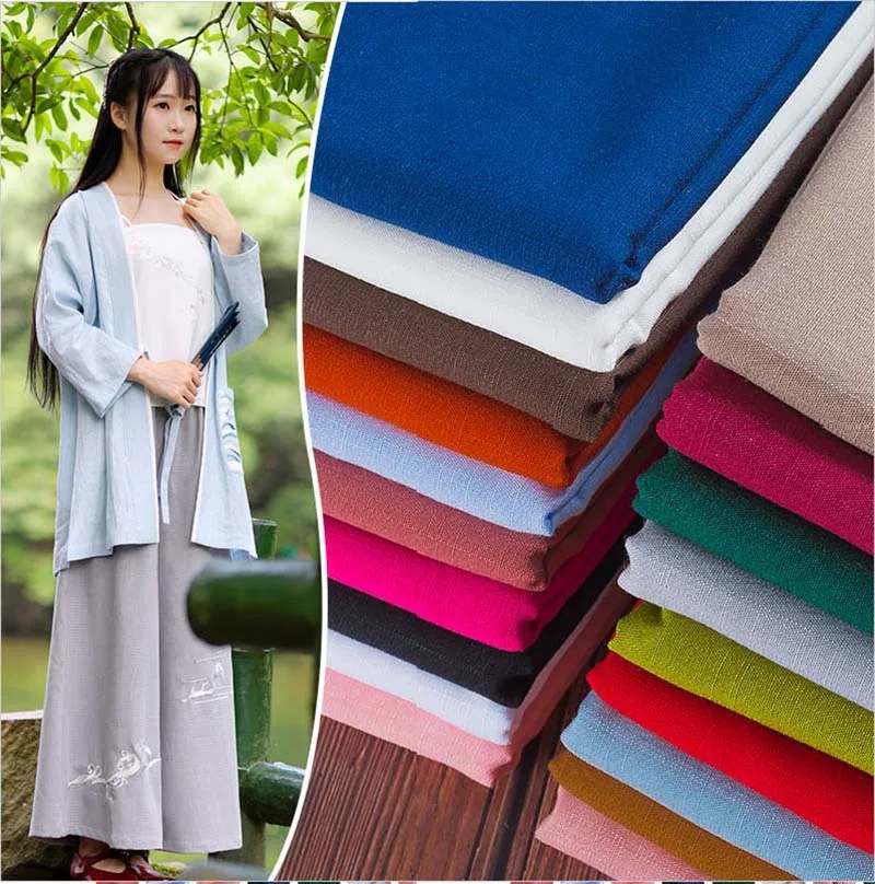 

SMTA 50x155cm Linen Cloth Cotton Linen Curtain Cloth Soft Craft Patchwork Fabric Cotton and bamboo 220g/m D20