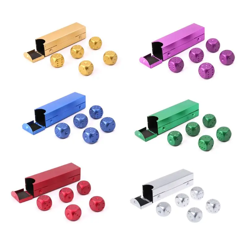 

5pcs 16mm Aluminium Alloy Dice Polyhedral Metal Solid Portable Dice Poker Party