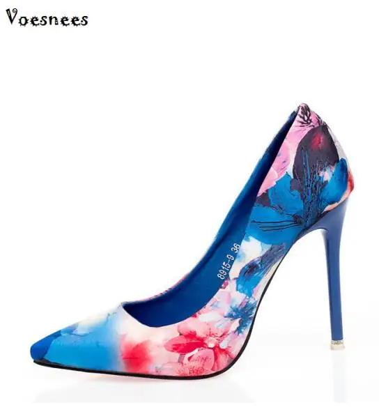 Women Pumps High Heels 10CM Colorful Ladies Floral Printing Shallow Slip On Pointed Toe Office Shoes Female Wedding Shoe Footwer Women Pumps High Heels 10CM Colorful Ladies Floral Printing Shallow Slip On Pointed Toe Office Shoes Female Wedding Shoe Footwer