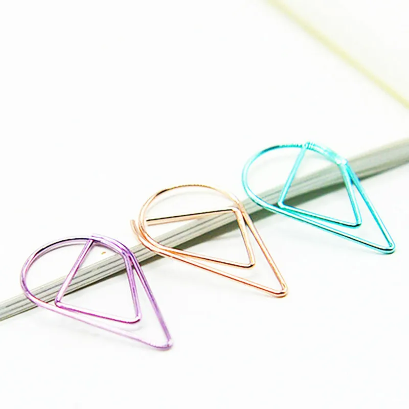 

10PC Cute Kawaii Metal Bookmarks Creative Water Drop Paper Clips Book Markers Korean Stationery School Supplies