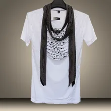 2016 New Non Mainstream Korean Youth Metrosexual Fake Two piecse Hip Hop T Shirt Men Tee