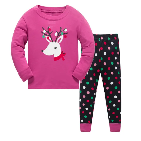 Детский пижамный комплект с рисунком оленя для девочек, одежда для сна, костюм Повседневная Дизайнерская одежда для сна из хлопка для мальчиков, домашняя одежда для девочек размер От 3 до 8 лет - Цвет: Темно-серый