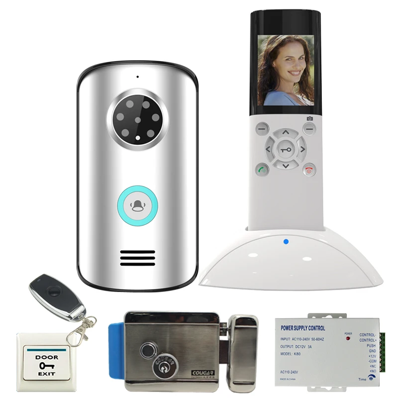 

JEX 2.4G Wireless Video Intercom Door phone doorbell System KIT IP55 Waterproof IR Night Vision Camera +Electric Control Lock