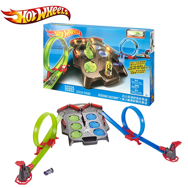 Hot wheels Rebound Raceway Play Set Plastic Track Matel Car Racing Score Winner Two Track Carro de brinquedo FDF27 Cars Toy electronic hot wheels track exclusive figure 8 raceway with 6 cars motorized 3 track layouts educational truck toy for boy x2586