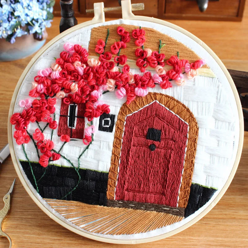 

Creative DIY Flower Embroidery Kits 3D Landscape Pattern Cross Stitch Sets Needlework Craft Sewing Gift Home Accessories Decor