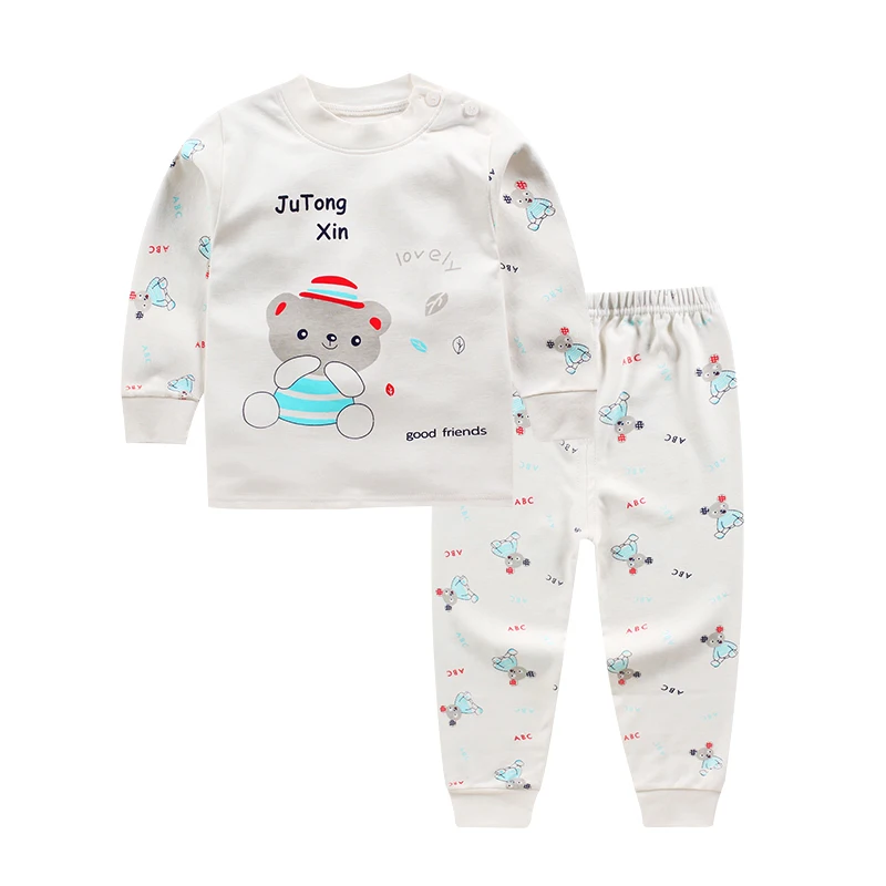 Комплекты для малышей, футболка+ штаны комплект из 2 предметов, осенне-зимняя одежда для маленьких девочек и мальчиков, комплект одежды комплект для малышей, детская одежда для новорожденных - Цвет: Белый