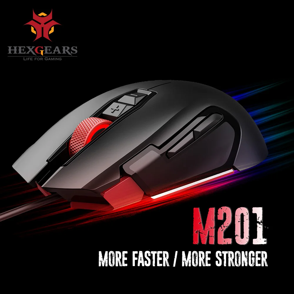 

HEXGEARS GM201 Wired Gaming Computer Mouse 7 Button 6000 DPI LED Optical USB Computer 20 Million Kailh Micro Gamer Mise For PC
