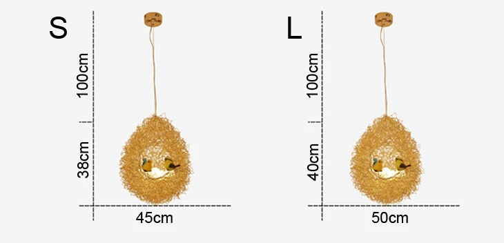 Креативная Птичье гнездо ресторан люстра Золотое искусство птицы постмодерн простой бар индивидуальность скандинавские спальни лампы