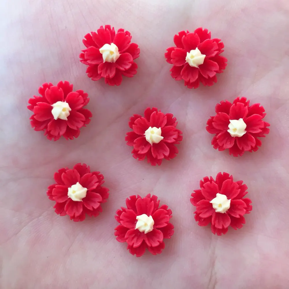 Новые 80 шт 13 мм смолы сплошной цвет 3D цветок плоские с оборота каменные Пуговицы Свадебные украшения DIY PR92