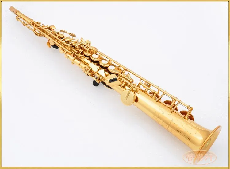 

New Soprano Saxophone 475 B flat Electrophoresis Gold Top Musical Instruments Sax Soprano professional grade free shipping