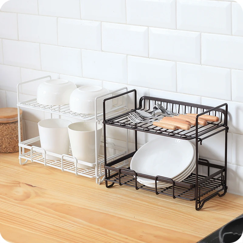 2 Tier Standing Rack Kitchen Bathroom Countertop 2 Tier Storage