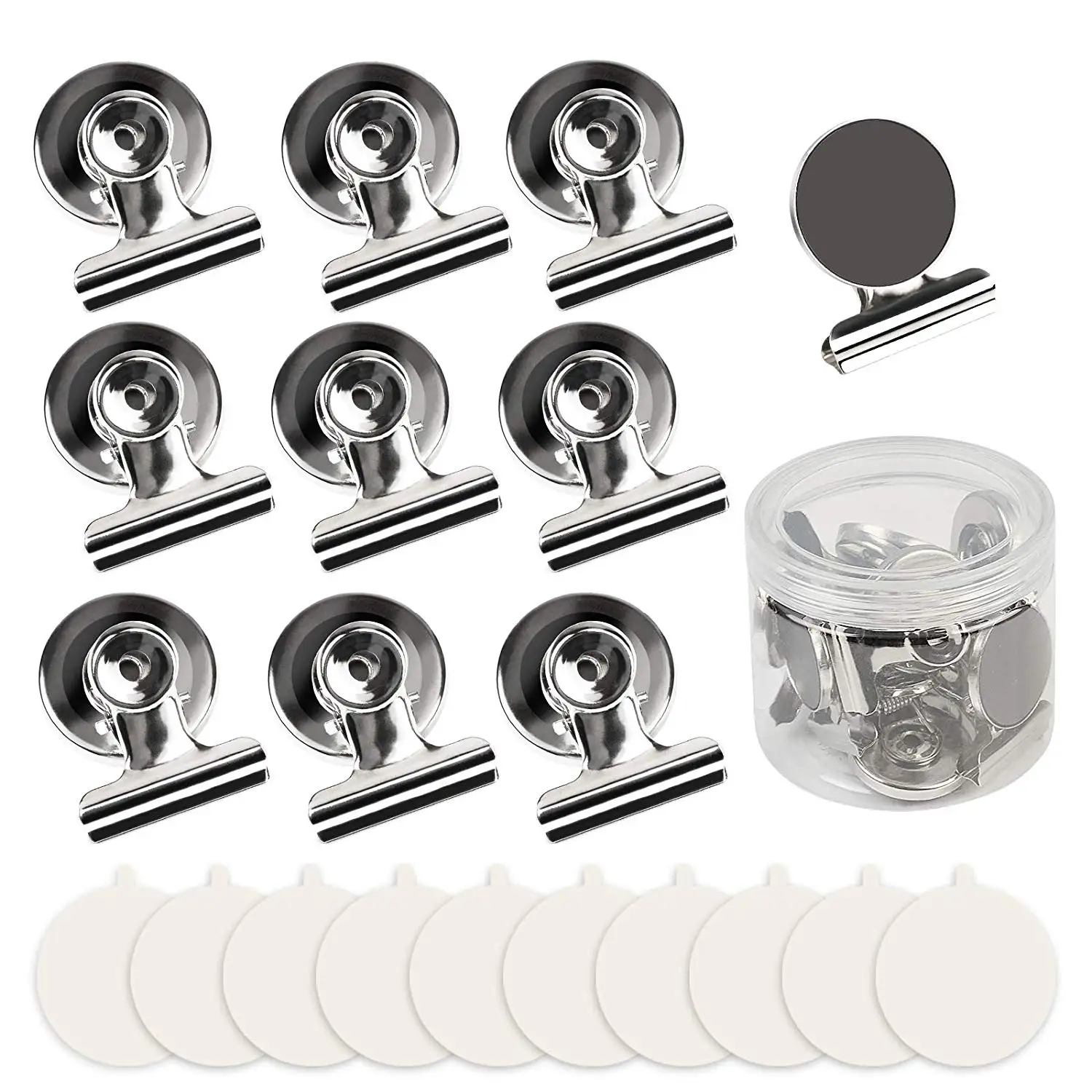

METABLE 20 Pcs Refrigerator Magnet Hook Clips Magnetic Bag Clip Clamp Message Memo Holders Fridge Magnets with Clear Plastic