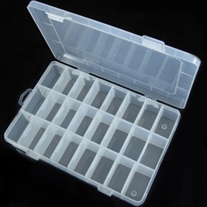 Adjustable Transparent Plastic Storage Box for Small Component Jewelry Tool Earring Case Bead Pills Organizer Nail Art Tip Case 