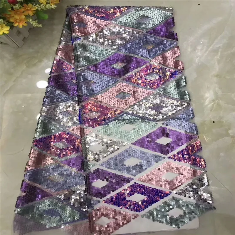 

Latest African Laces 2019 3d Lace Fabric With Sequins High Quality Nigerian Multi Color Wedding African French Lace Fabric
