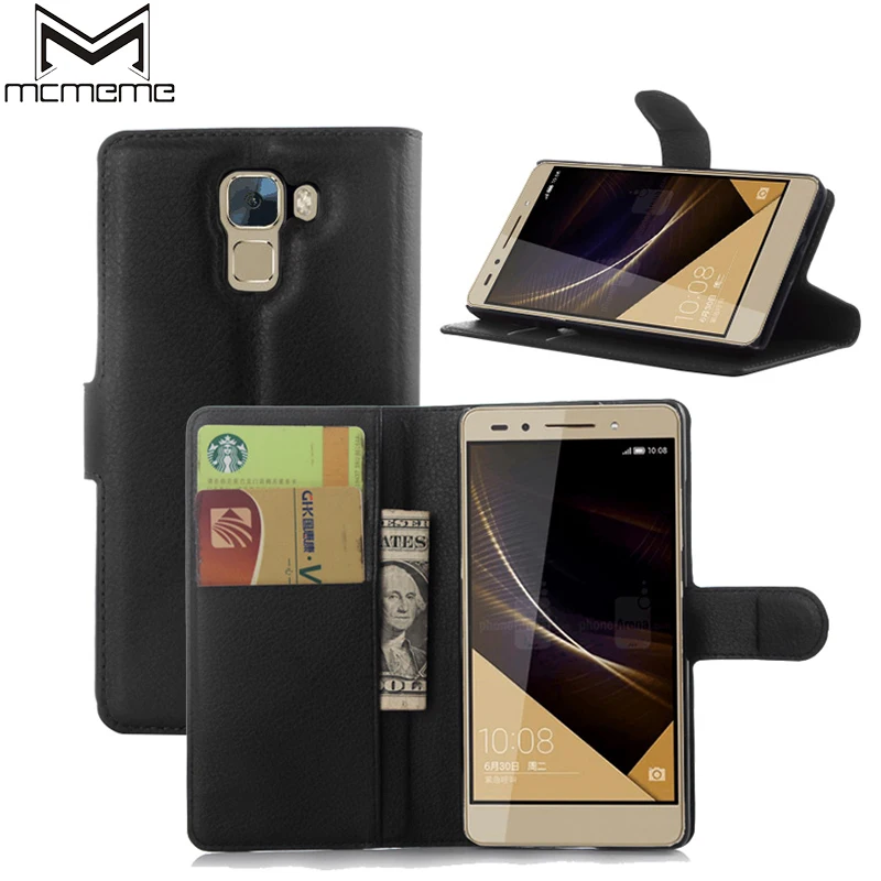 

MCMEME For Huawei Honor 7 Honor 5X 5C 6 Plus Honor 4C 4X 3X Hight Quality Lichee Pattern wallet PU Leather Case with Card Holder