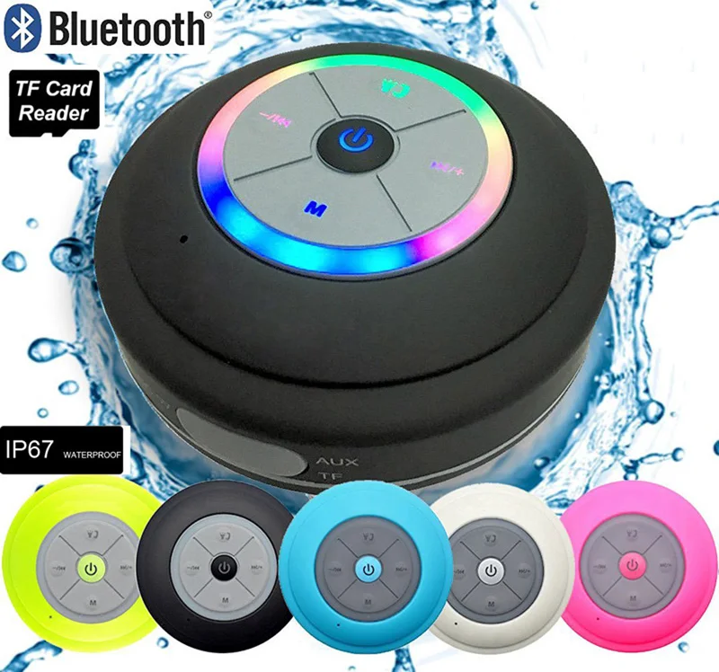 Portable Shower Waterproof Speaker Mini Subwoofer Wireless LED