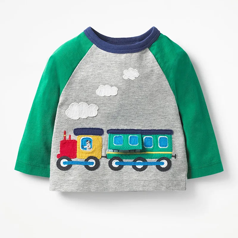 

Little maven 2-7Years Autumn Train Embroidery Print Boys Long Sleeve T Shirts Toddler Kids Fall Clothing Children's Clothes