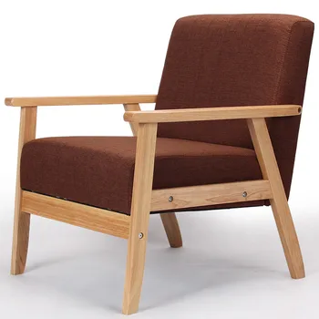 

Wooden Low-Seat Armchairs Sofa Fabric Upholstery Seat&Back Living Room Furniture Sofa Leisure Arm Chair Single Couch Wood Legs