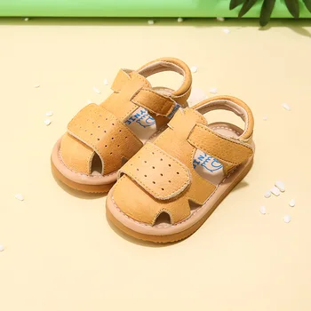 

Summer cowhide baby Baotou sandals 2019 new 1-3-4 years old boy toddler shoes soft bottom female children's shoes tide