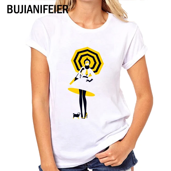 

BUJIANIFEIER Women's T-Shirt Fashion Girl Cartoon Print Short Sleeve T-Shirt BJN52
