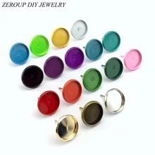 ZEROUP 12 мм серьги-гвоздики, круглые, серебряные, античные, бронзовые, покрытые стеклом, кабошон, база, серьги, установка, поставки для ювелирных изделий, 20 шт./лот