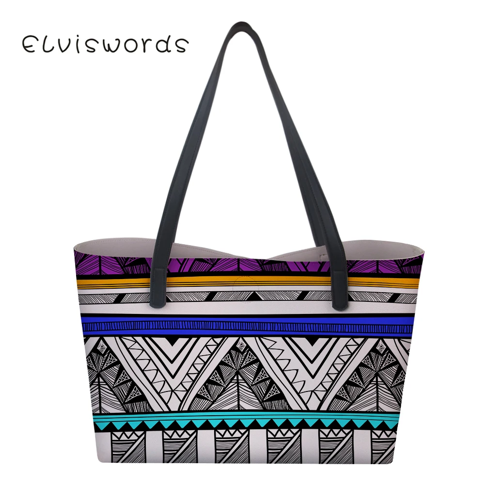 

ELVISWORDS Tote Large Capacity Shoulder Bag for Ladies Functional for Daily Shopping High Quality Causal Nationalistic Handbag