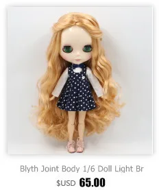 Factory Blyth Doll Long Wavy Pink Hair With Bangs Matte Face 4 Colors For Eyes