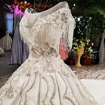 شراءAIJINGYU الزفاف مثير ثوب بلجيكا الفاخرة الكرة مصمم الأصلي أسعار الجملة أثواب الزفاف فساتين للعروس