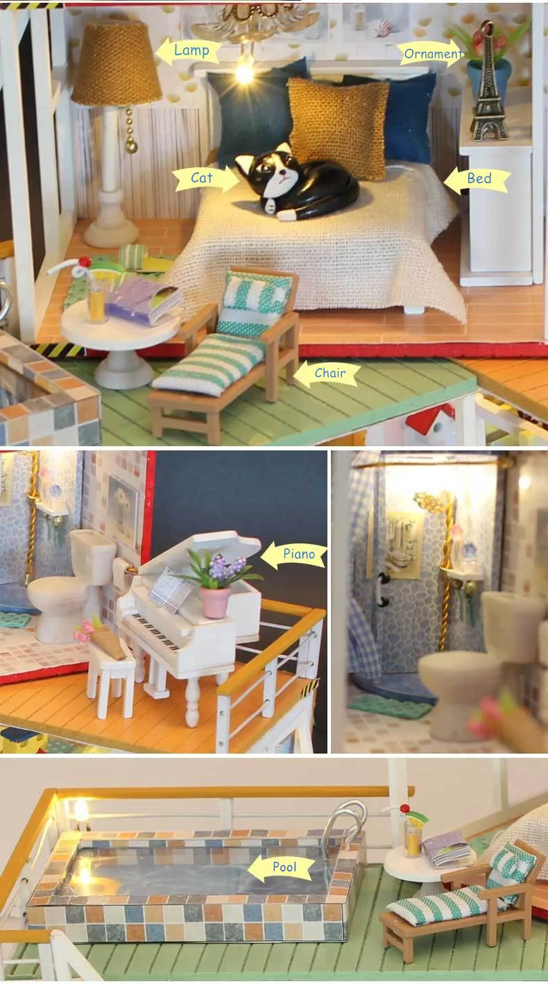 Hoomeda Новое поступление Деревянные маленькие кукольные домики для ремонта мебели игрушки для детей, детские игрушки для дня рождения, сумка для подарков, дом 1