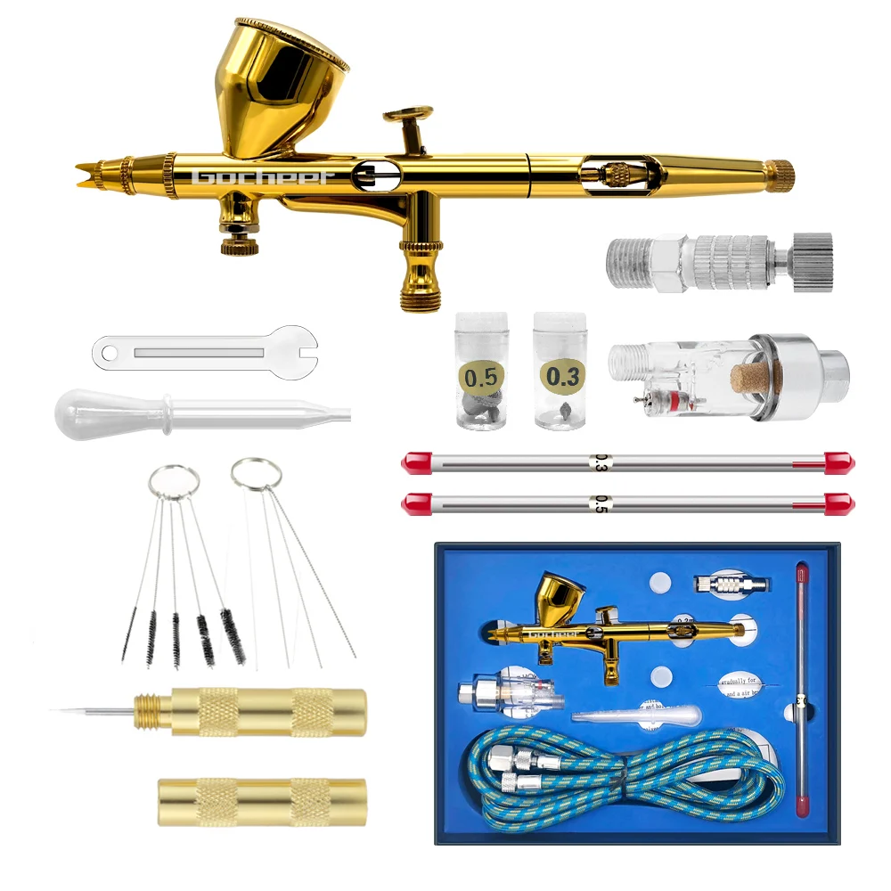 

Gocheer mini Airbrush gun kit for nails makeup airbrush for cake decorating 9cc 0.2/0.3/0.5mm airbrush set painting modelling