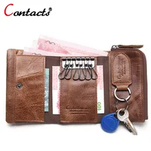 CONTACT S font b Men b font Wallet Key Case Key Holder Wallet Coin Purse Genuine