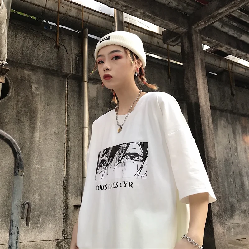 2019 Korean Matching Couple Clothes Autumn Summer Loose letter Tops Casual Black White T-Shirt Cute Couple T Shirts For Lovers