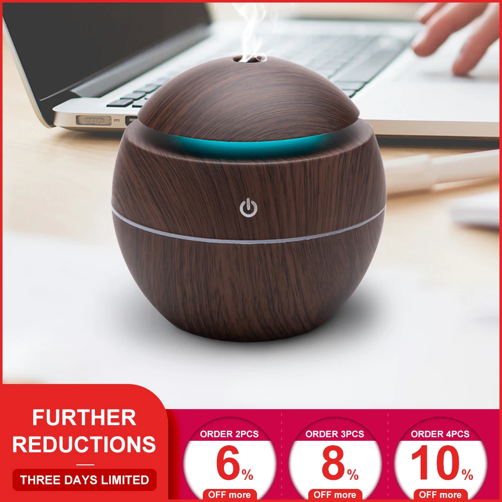 

USB Aroma Essential Oil Diffuser Ultrasonic Cool Mist Humidifier Air Purifier 7 Color Change LED Night light for Office Home