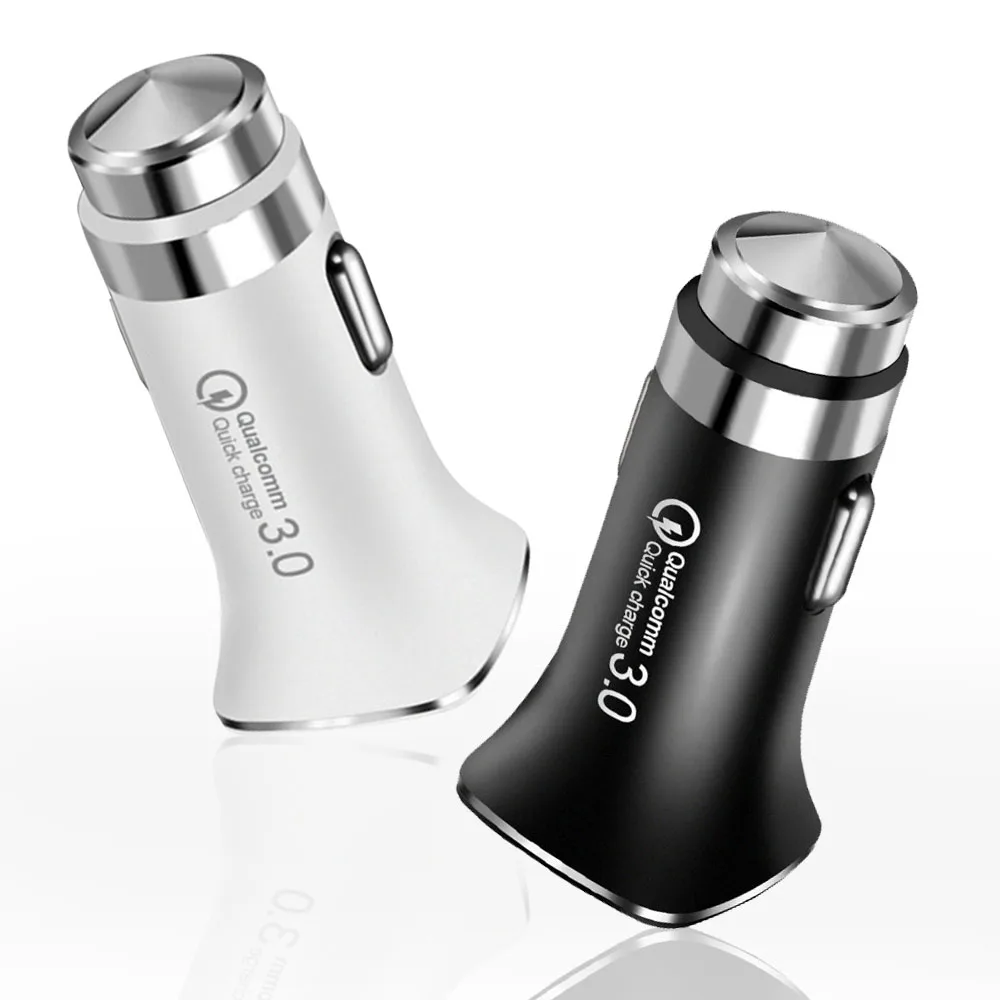 

Fast Charge USB Car Charger 304 Stainless Steel Safety Hammer 9V QC 3.0 Cigarette Lighter LED Quick Charging For Mobile Phone