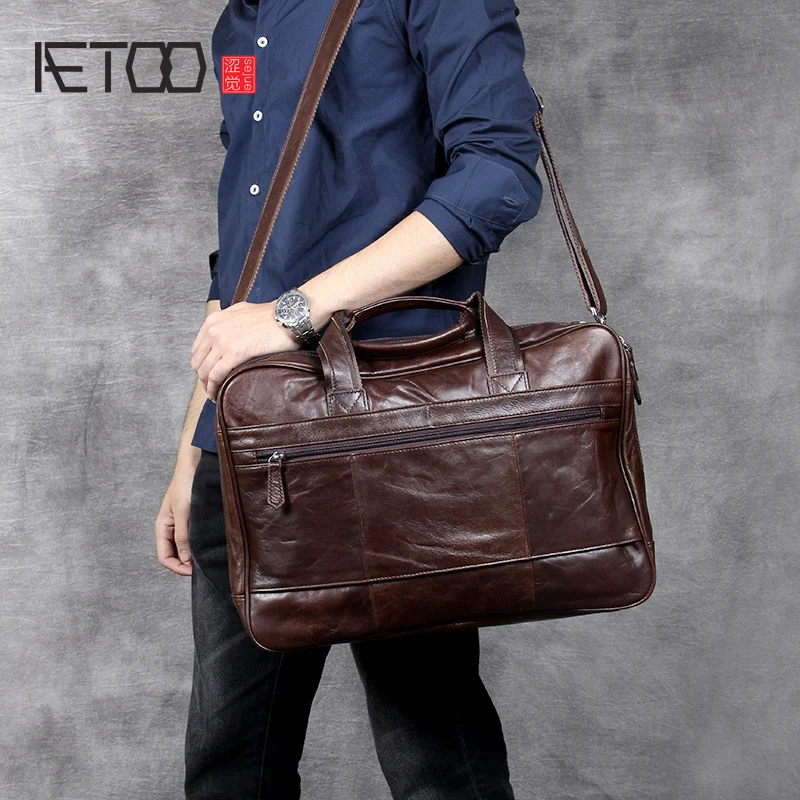 Männlichen Crossbody Handgemachte tasche Schulter Casual Bjyl Kopf Laptop Business Retro Leder Tasche Coffee Rindsleder nFYBA6TWq
