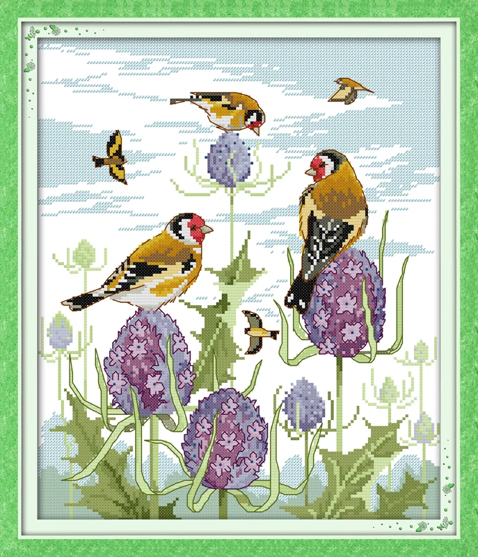 

The happy get-together birds, counted printed on fabric DMC 14CT 11CT Cross Stitch kits,embroidery needlework Sets Home Decor