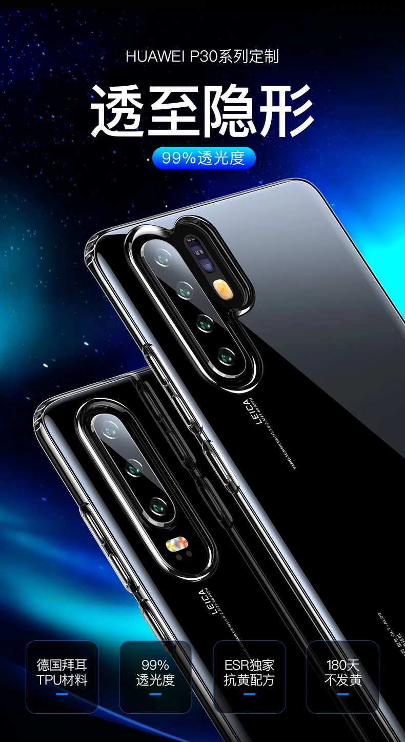 Новый мягкий тонкий чехол для huawei P30/P30 Pro прозрачная задняя телефон оболочки кожи для huawei P30Pro силиконовый чехол ТПУ Fundas Капа