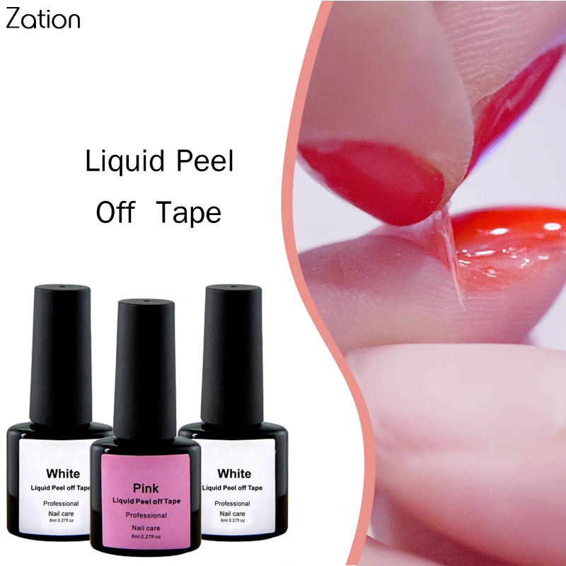 Zation Nail Polish Pink White Peel Off Liquid Tape Peel Off Base Coat