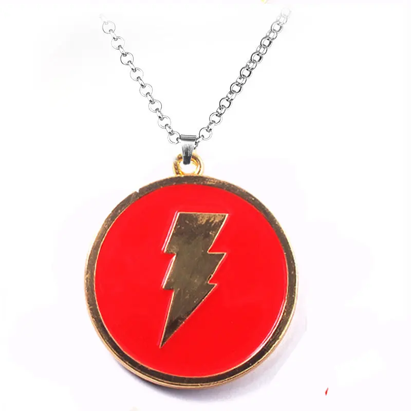 

DC Shazam Necklaces Captain Marvel Billy Batson The Flash Lightning Pendant Necklace for Women Men Choker Keyring Jewelry Gift