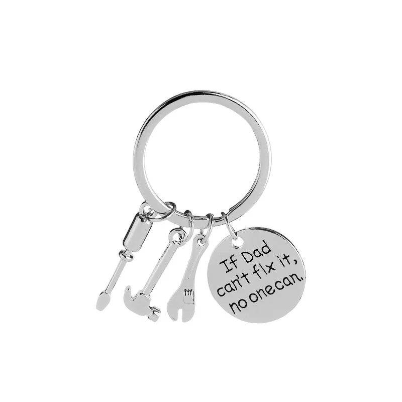 

2018 New If Dad Can't Fix It No One Can Simulation Metal Tools Hammer Wrench Screwdriver Keyring For Father best gift Pendants
