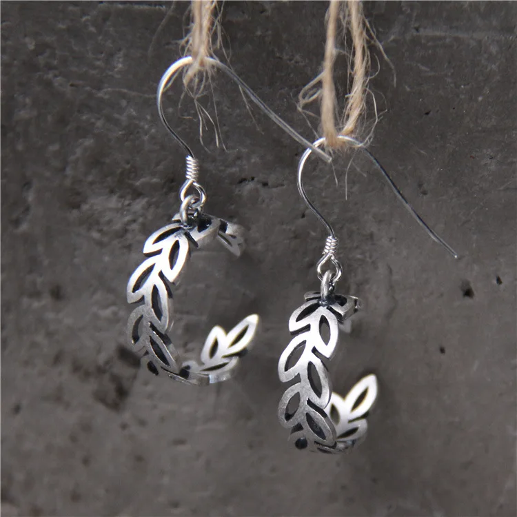 

2018 Real Brinco High Quality Bohemia S925 Pure Original Design The Olive Branch Earrings For Women Fashion And Personality