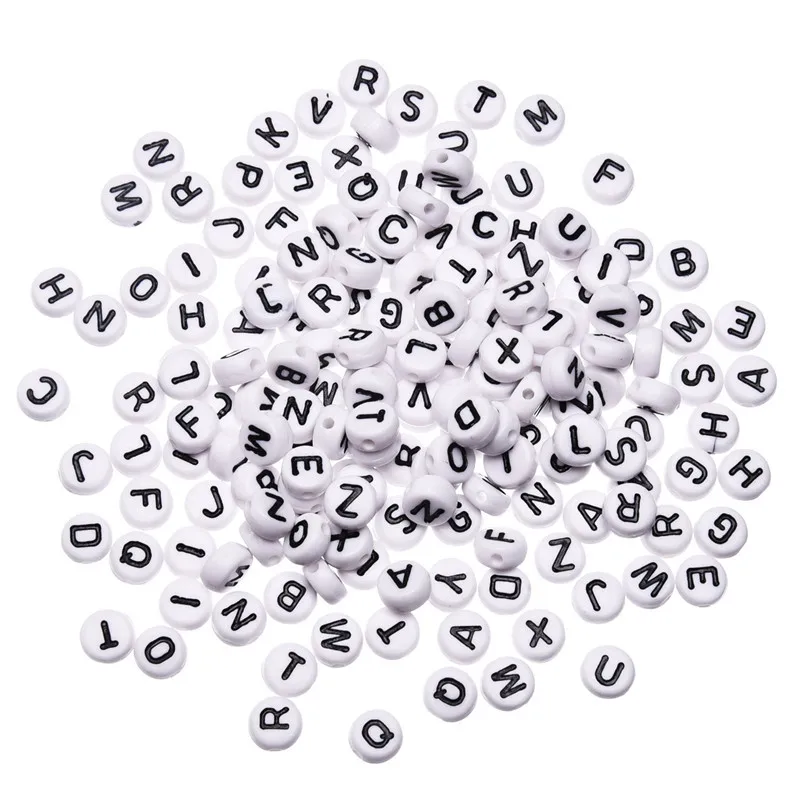 400Pcs White Letter// Alphabet Acrylic Beads For Bracelet DIY 7mm