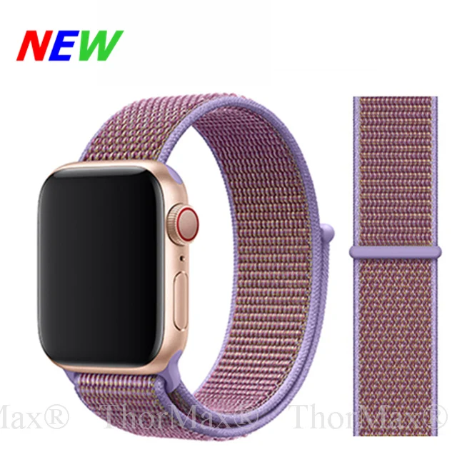 Нейлоновый ремешок для apple Watch band 5 4 3 iWatch band 42 мм 44 мм 40 мм apple wacth 4 3 2 аксессуары для браслетов Sport Loop correa - Цвет ремешка: 31-Lilac